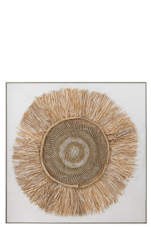 J-Line wanddecoratie Ibiza Cirkel - canvas/verf - creme/wit - large