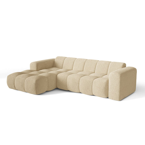 Premium Interiors - Linkerhoekbank BLOOM - bouclette beige 290cm