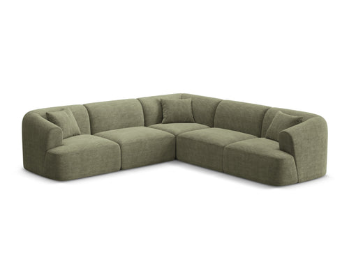 Cosmopolitan Design Symmetrische modulaire hoekbank Campi 6-zits, ribfluwelen mosgroen - 255x255x70cm