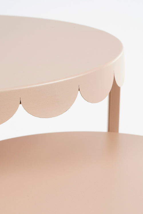 Mica Decorations Lara Bijzettafel - Set van 2 - H51 x Ø40 cm - Metaal - Lichtroze