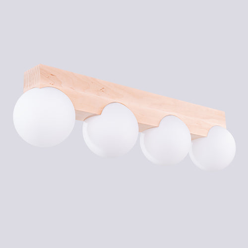 Sollux Lighting Plafondlamp BULBO 4 natuurlijk hout - 63x12x16cm