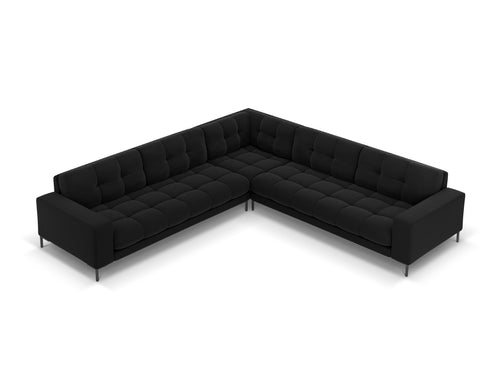 Cosmopolitan Design Symmetrische hoekbank Bali 6-zits, flueel, zwart - 256x256x75cm