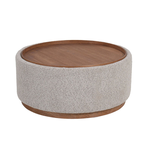 DÉJA Living Salontafel Marcia – Rond – Met Opbergruimte – Essen Fineer – 83x83x40 cm – Taupe/Walnoot