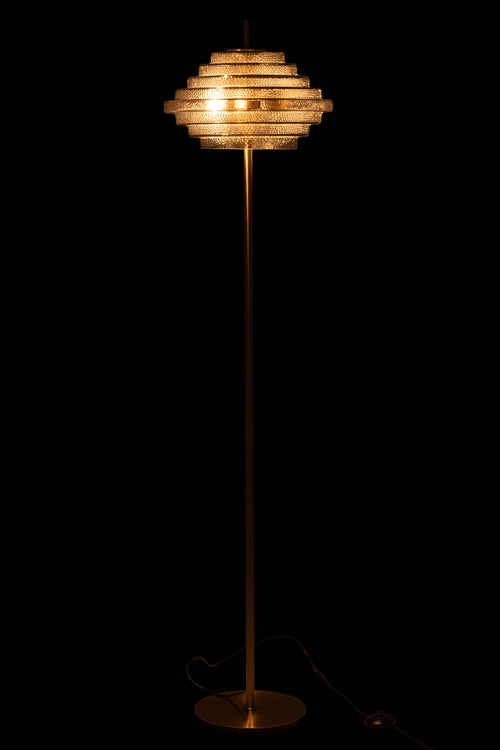 J-Line vloerlamp - metaal/glas - goud - LED lichtjes