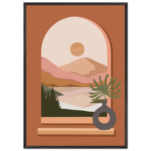 Artfulprints Poster met Lijst Boho – Terracotta window   - 70x100 cm - Terracotta