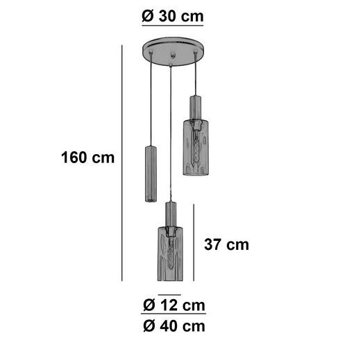 Highlight hanglamp Perugia - 3 lichts - 40  x 160   cm - zwart brons - vtwonen shop