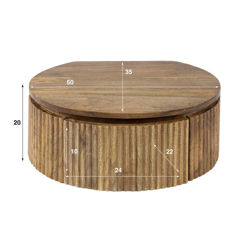 Giga Meubel Zwevend Nachtkastje Wave - Hout - 50x35x20cm