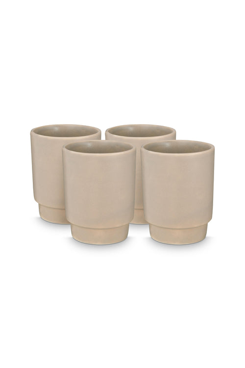 vtwonen - Mokken - Licht Grijs - Keramiek - 300ml - Set van 4 - vtwonen shop