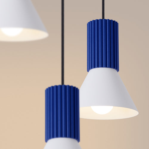Sollux Lighting Hanglamp ESTRIA 3P wit/ultramarijn - 30x30x120cm