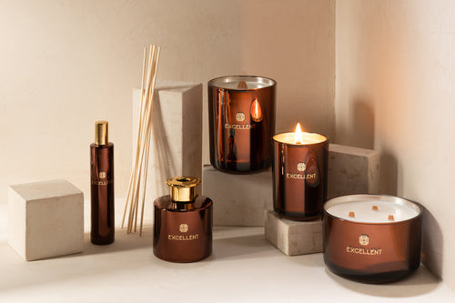 J-Line geurkaars Excellent - Siberia Fir - glas - bruin - small - 50U