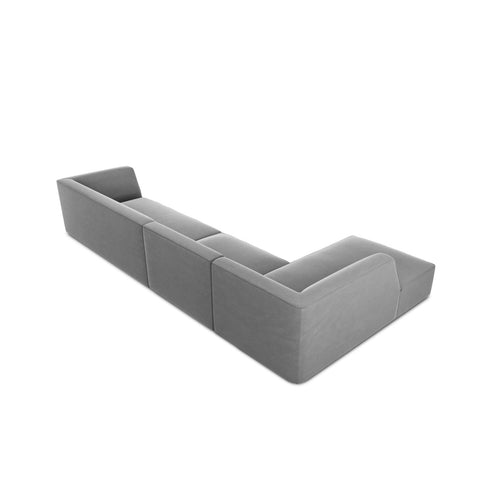 Cosmopolitan Design - Modulaire hoekbank links Siena 5-zits, flueel grijs - 180x366x69cm