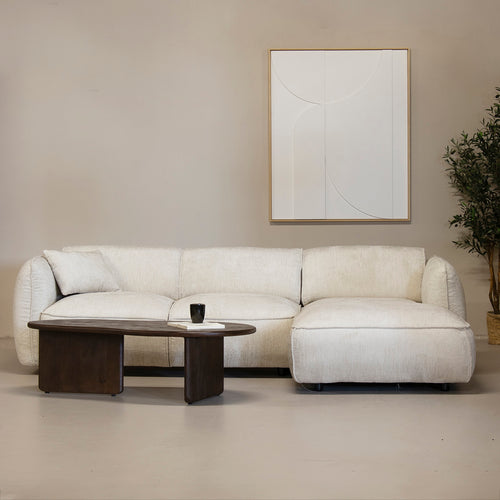 Giga Meubel Chaise Longue Bank Lyon - 3-Zits - Rechts - Beige