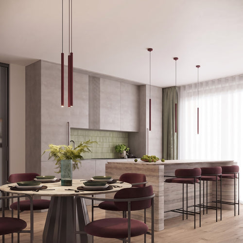 Sollux Lighting Hanglamp ARCHE 1 bordeaux - 8x8x120cm
