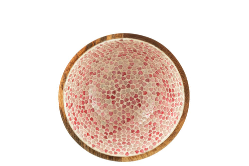 J-Line kom Hart Mozaiek - hout - roze - medium - vtwonen shop