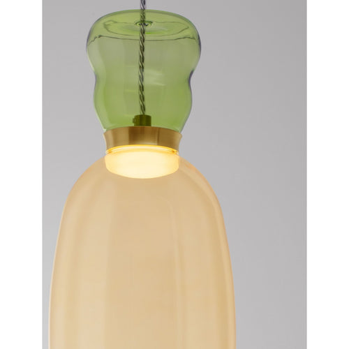Nova Luce PLUMA Slanke hanglamp voor aan het plafond, glanzend lichtgroen, geel, goud, LED 5W 450lm 3000K