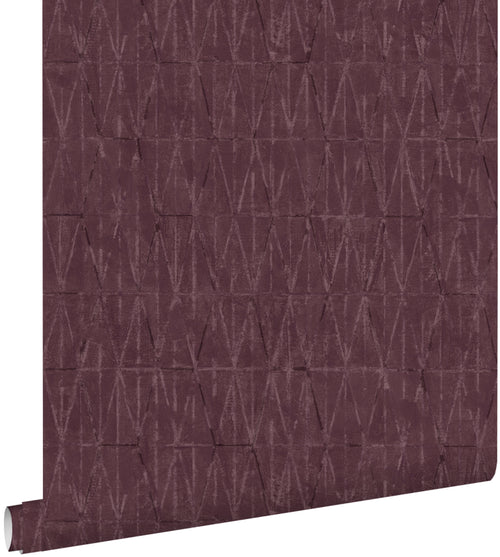 ESTAhome behang grafische lijnen aubergine paars - 50 x 900 cm - 131414 - vtwonen shop