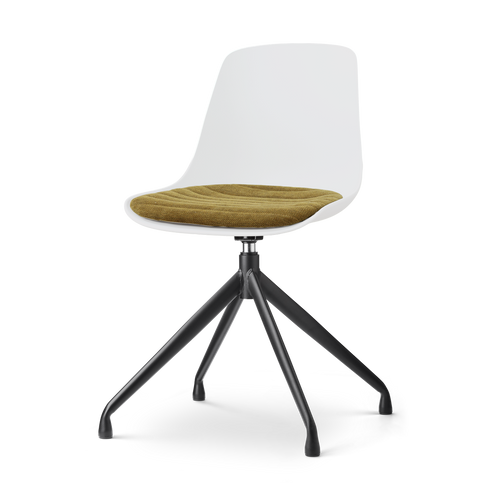 Nolon Nola-Liv draaibare eetkamerstoel wit met mosgroen zitkussen - zwart onderstel