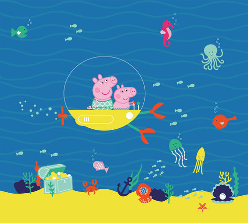 Sanders & Sanders fotobehang Peppa Pig blauw en geel - 270 x 300 cm - 601192