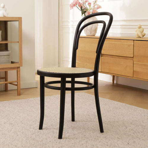 Fameg Vienna Thonet No.14 Houten Bistrostoel Zwart - Rotan Zitting - vtwonen shop