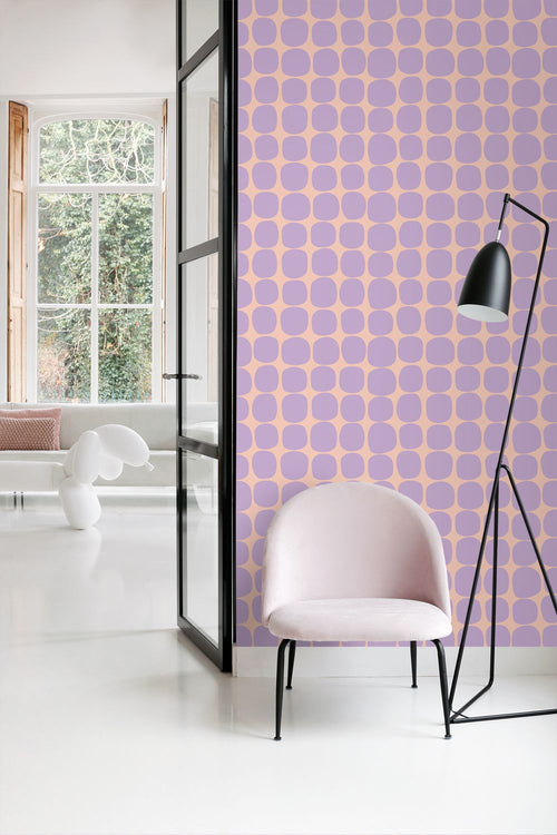 ESTAhome behang grafisch motief lila paars en roze - 50 x 900 cm - 131982