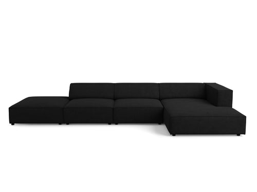 Cosmopolitan Design rechter hoekbank Arendal 5-zits, chenille met ribbeleffect, zwart - 166x341x70cm