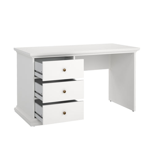 CALICOSY - Bureau met 3 lades SOFIA - Wit - 73,9x130x61,6 cm