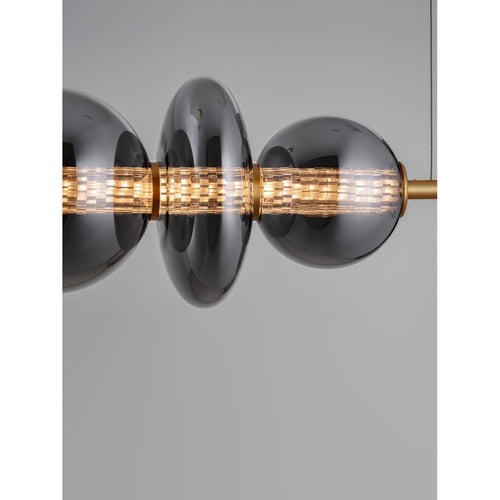 Nova Luce NAVI Hanglamp voor aan het plafond, messing goud, rookgrijs, Triac dimbare LED 29W 3472lm 3000K