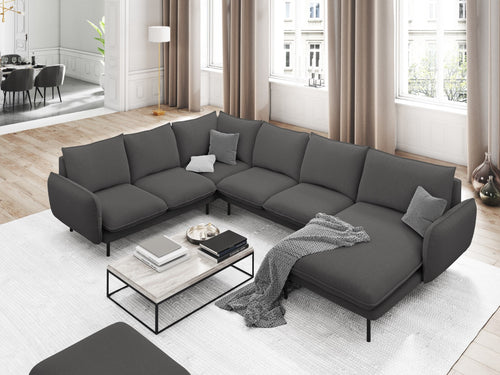 Cosmopolitan Design Panoramische hoekbank links Vienna 7-zits, structurele stof, donkergrijs - 235x330x95cm