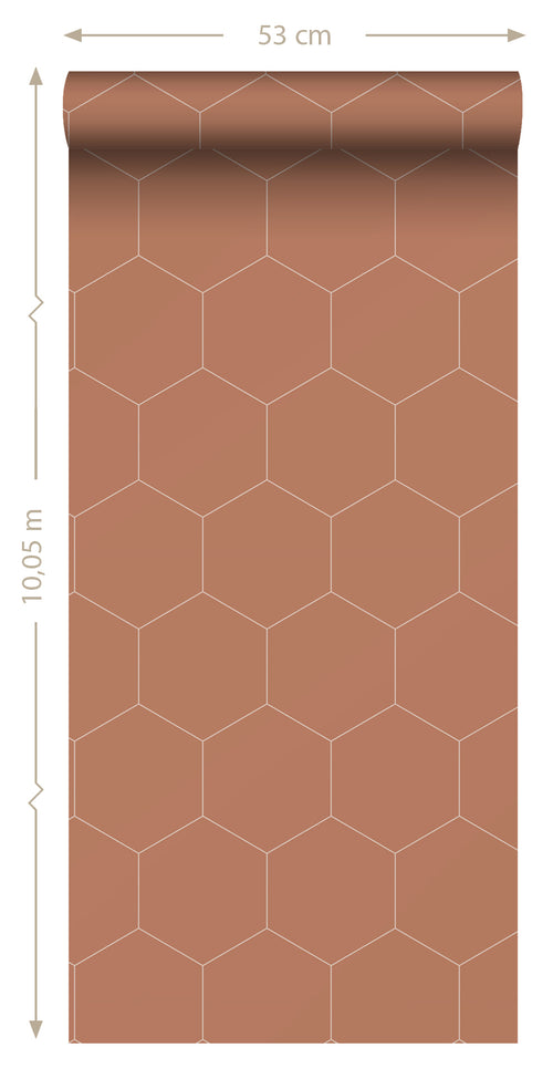 ESTAhome behang hexagon terracotta - 53 cm x 10.05 m - 139376