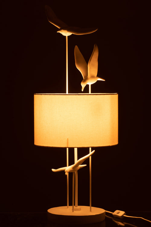 J-Line tafellamp Vogels - polyresin - wit/beige