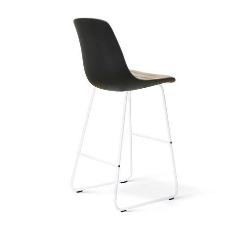 Nolon Nino-Liv barkruk zwart met nougatbruin zitkussen - wit onderstel - 75 cm - vtwonen shop