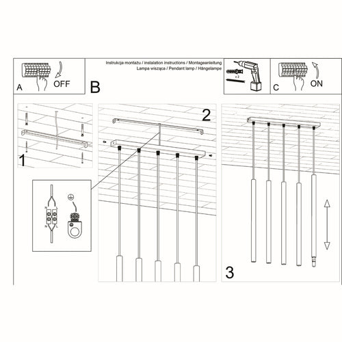 Sollux Lighting Hanglamp PASTELO 5 wit - 45x5x90cm
