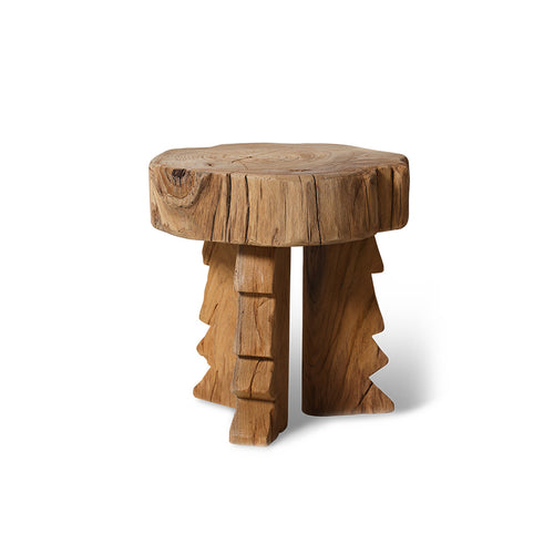 HKLIVING kruk Carved – hout