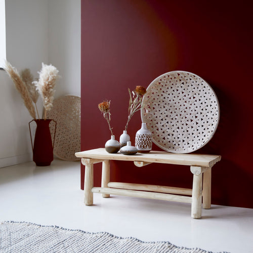 Tikamoon Massief teakhouten decoratief bankje - Naturel