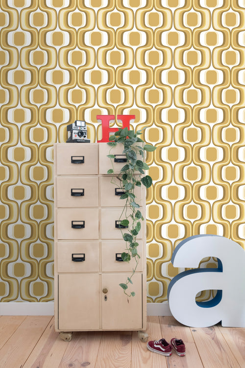 ESTAhome behang retro ornamenten okergeel en bruin - 50 x 900 cm - 131584 - vtwonen shop