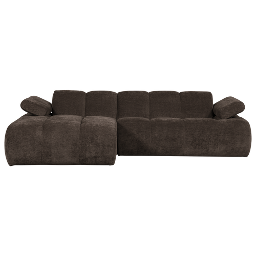 WOOOD chaise longue bank links Mojo - Geweven Ribstof - Bruin - 74x284x160