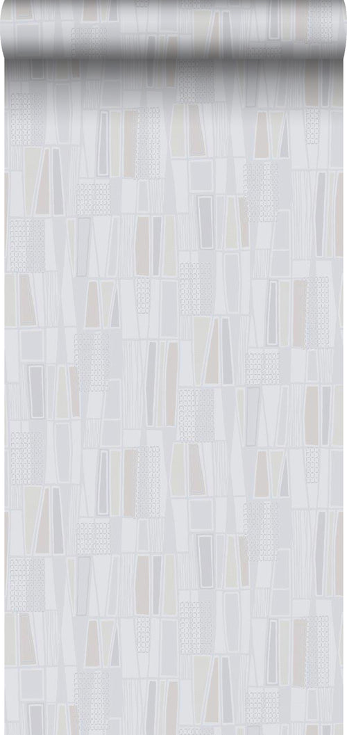 Borastapeter behang geometrische vormen grijs en beige - 53 cm x 10.05 m - 660038 - vtwonen shop
