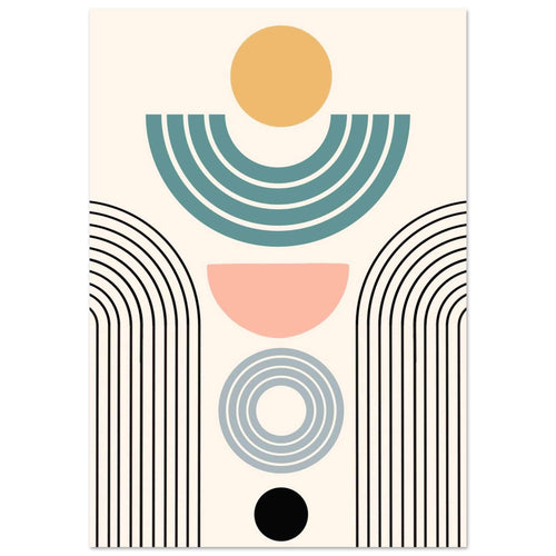 Artfulprints Poster met Lijst Boho – Modern sunrise   - 70x100 cm - Meerkleurig