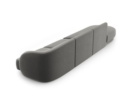 Micadoni linker bank Miley 4-zits, flueel, lichtgrijs - 90x323x70cm