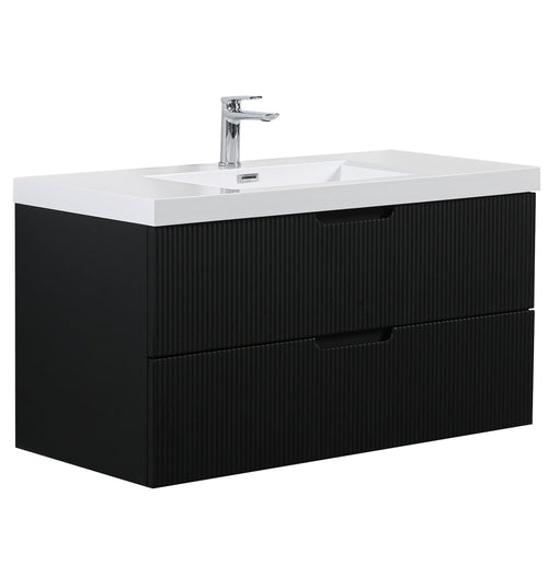 Badplaats Badkamermeubel Set Thermis 100 cm – Mat Zwart – Badmeubel met Wastafel