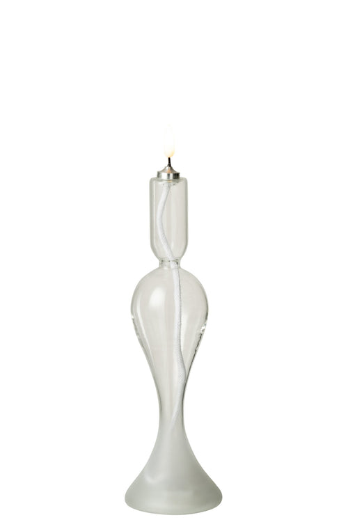 J-Line kaars - glas - transparant - small - LED lichtjes