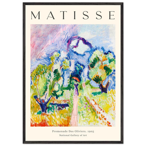 Artfulprints Poster met Lijst Matisse - Promenade des oliviers 1905   - 70x100 cm - Meerkleurig