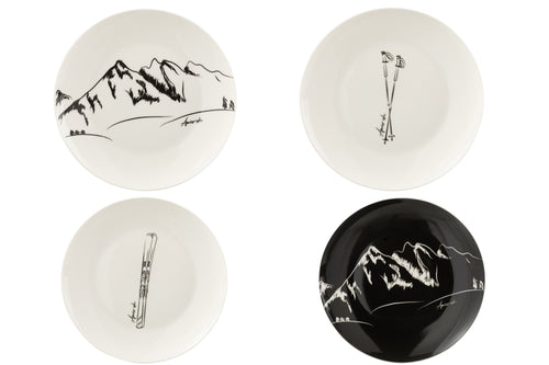 J-Line bord - keramiek - zwart/wit - giftbox van 4 stuks - vtwonen shop
