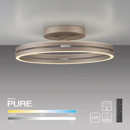 Neuhaus PURE plafondlamp Loop - 2 lichts - 60  x 17.8   cm - champagne