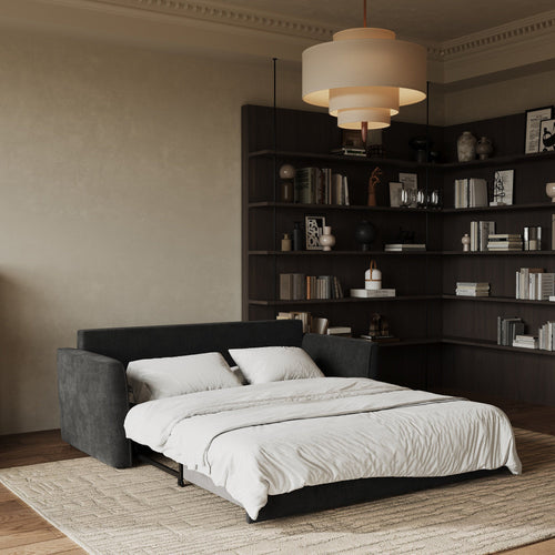 Sia Home - Slaapbank LUXO - zacht aanvoelende geweven stof zwart 180cm