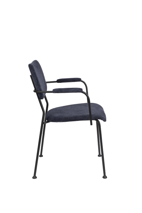 Zuiver Benson Eetkamerstoelen met armleuning Donkerblauw - Set van 2 - vtwonen shop