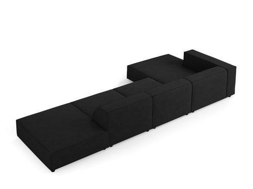 Cosmopolitan Design linker hoekbank Arendal 5-zits, chenille met ribbeleffect, zwart - 166x341x70cm