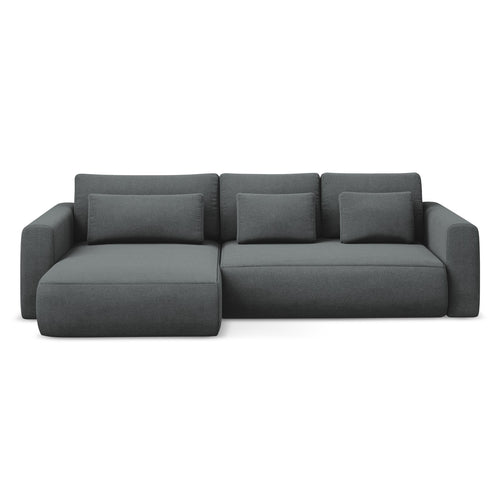 LaMiaSofa hoekbank links Perugia - textuurstof - grijs - 278x149x82