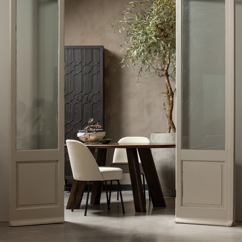 WOOOD eetkamertafel Roundly - Mangohout - Walnoot - 76x160x110 - vtwonen shop