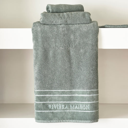 Rivièra Maison RM Elegant Towel moss 140x70 - Katoen - Moss Green - vtwonen shop